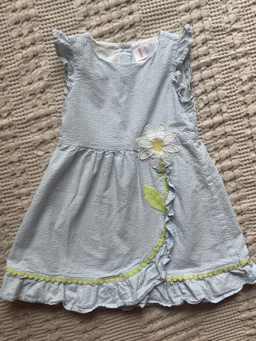 Gymboree Blue Seersucker Daisy Dress with Ruffle Trim